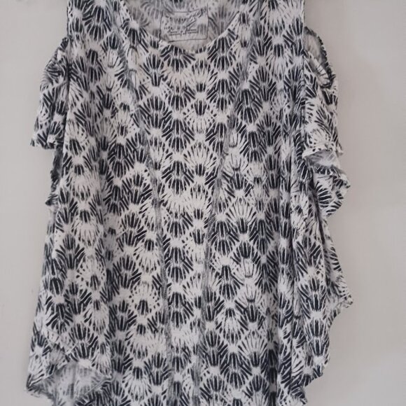 We The Free Women’s Size S/M Cold-Shoulder Patterned Linen-Blend Top Free People - Picture 2 of 9